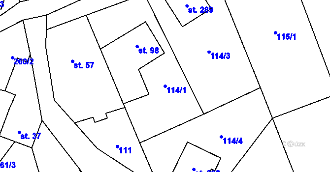 Parcela st. 114/1 v KÚ Štěpánov nad Svratkou, Katastrální mapa