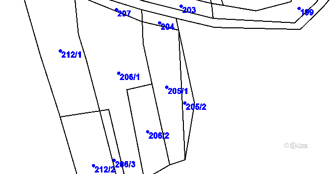 Parcela st. 205/1 v KÚ Štěpánov nad Svratkou, Katastrální mapa