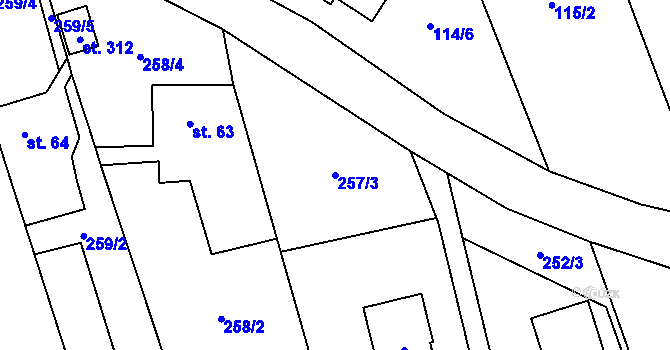 Parcela st. 257/3 v KÚ Štěpánov nad Svratkou, Katastrální mapa
