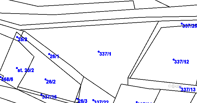 Parcela st. 337/1 v KÚ Vrtěžíř, Katastrální mapa