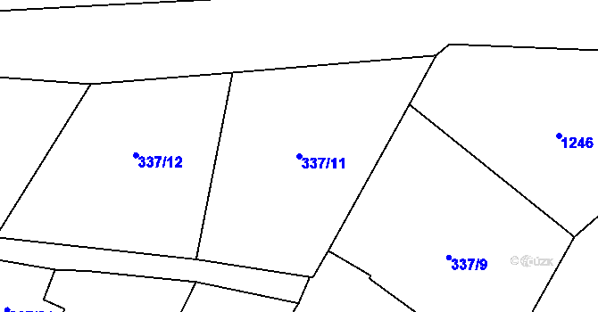 Parcela st. 337/11 v KÚ Vrtěžíř, Katastrální mapa