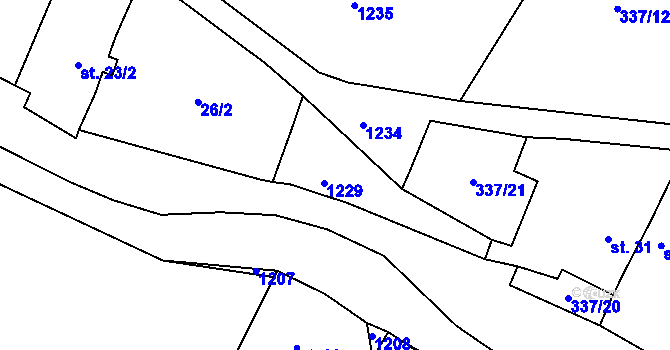 Parcela st. 337/22 v KÚ Vrtěžíř, Katastrální mapa