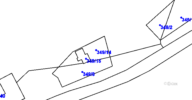 Parcela st. 349/14 v KÚ Vrtěžíř, Katastrální mapa