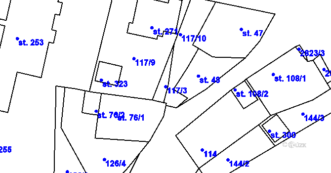 Parcela st. 117/3 v KÚ Štěpánovice u Českých Budějovic, Katastrální mapa