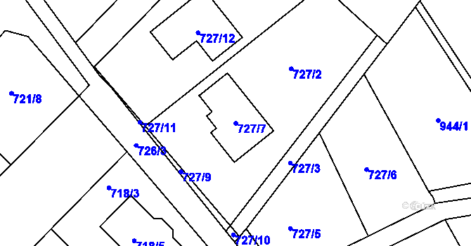 Parcela st. 727/7 v KÚ Štěpánovice u Tišnova, Katastrální mapa