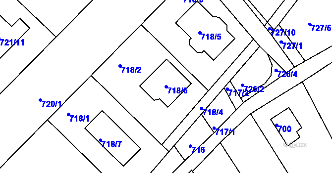 Parcela st. 718/6 v KÚ Štěpánovice u Tišnova, Katastrální mapa