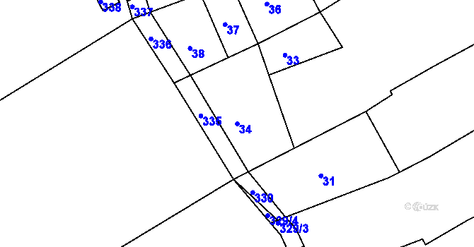 Parcela st. 34 v KÚ Štěpánovice u Tišnova, Katastrální mapa