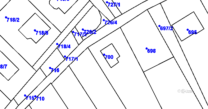 Parcela st. 700 v KÚ Štěpánovice u Tišnova, Katastrální mapa