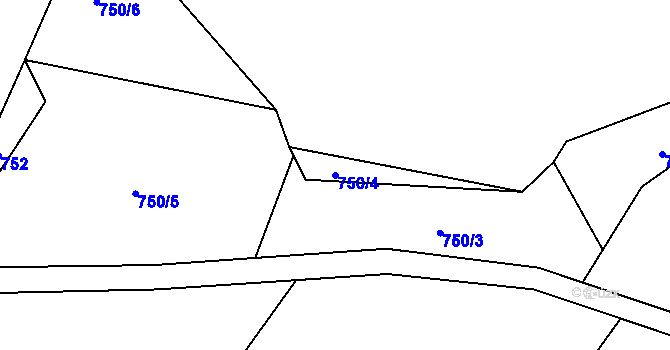 Parcela st. 750/4 v KÚ Štěpánovice u Tišnova, Katastrální mapa
