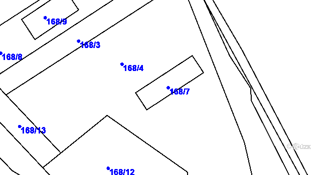 Parcela st. 168/7 v KÚ Štěpánovice u Tišnova, Katastrální mapa