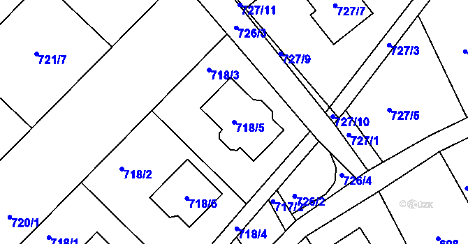 Parcela st. 718/5 v KÚ Štěpánovice u Tišnova, Katastrální mapa