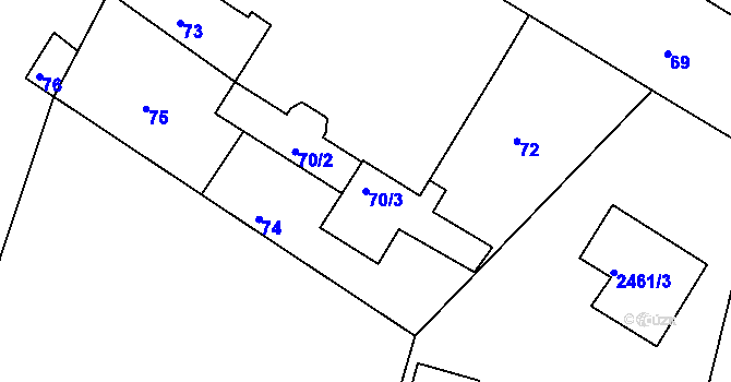 Parcela st. 70/3 v KÚ Štěpkov, Katastrální mapa