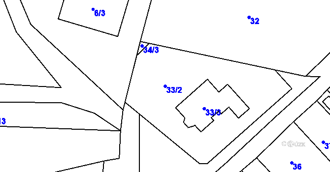 Parcela st. 33/2 v KÚ Štěpkov, Katastrální mapa