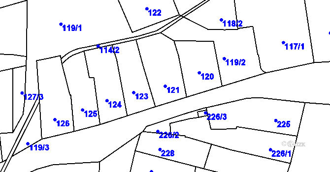 Parcela st. 121 v KÚ Šternberk, Katastrální mapa