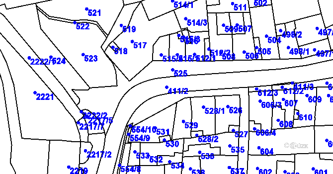 Parcela st. 411/2 v KÚ Šternberk, Katastrální mapa