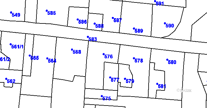 Parcela st. 576 v KÚ Šternberk, Katastrální mapa