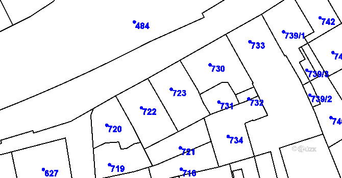 Parcela st. 723 v KÚ Šternberk, Katastrální mapa