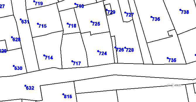 Parcela st. 724 v KÚ Šternberk, Katastrální mapa