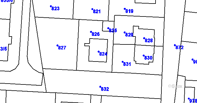 Parcela st. 824 v KÚ Šternberk, Katastrální mapa