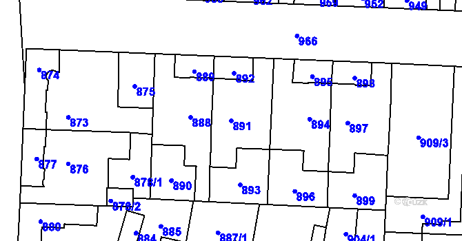 Parcela st. 891 v KÚ Šternberk, Katastrální mapa