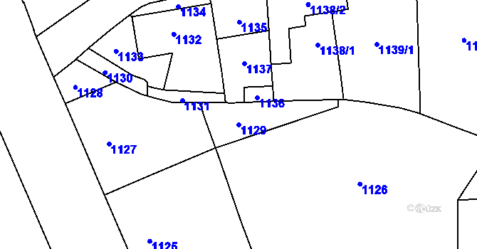 Parcela st. 1129 v KÚ Šternberk, Katastrální mapa