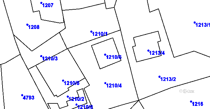 Parcela st. 1210/6 v KÚ Šternberk, Katastrální mapa