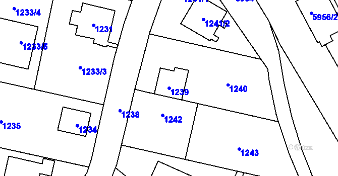 Parcela st. 1239 v KÚ Šternberk, Katastrální mapa