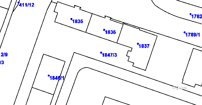 Parcela st. 1847/3 v KÚ Šternberk, Katastrální mapa