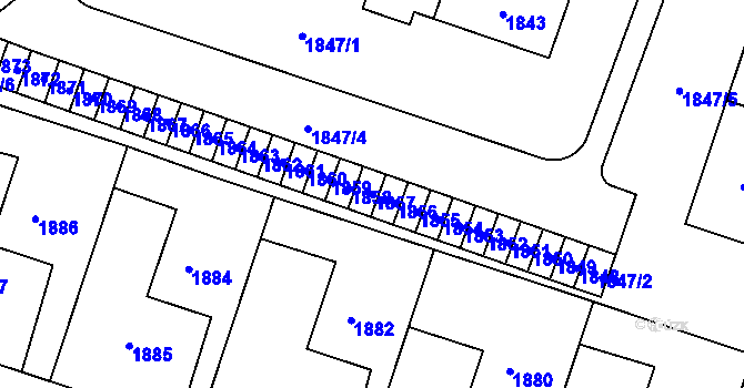 Parcela st. 1857 v KÚ Šternberk, Katastrální mapa