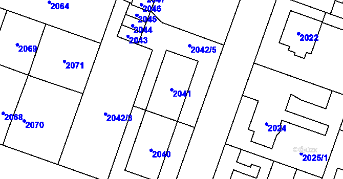 Parcela st. 2041 v KÚ Šternberk, Katastrální mapa