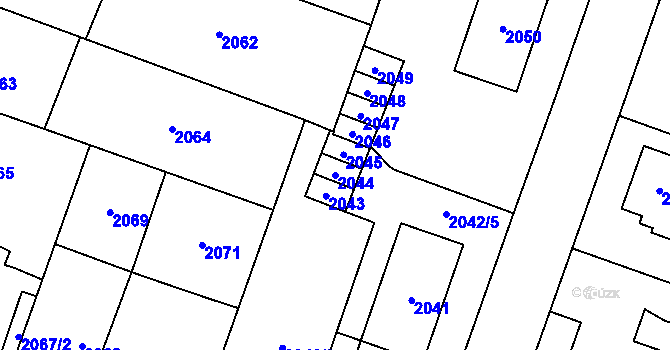 Parcela st. 2044 v KÚ Šternberk, Katastrální mapa