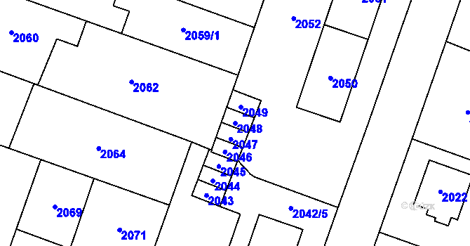 Parcela st. 2048 v KÚ Šternberk, Katastrální mapa