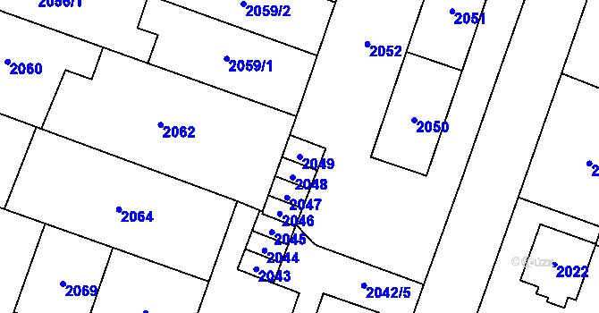 Parcela st. 2049 v KÚ Šternberk, Katastrální mapa