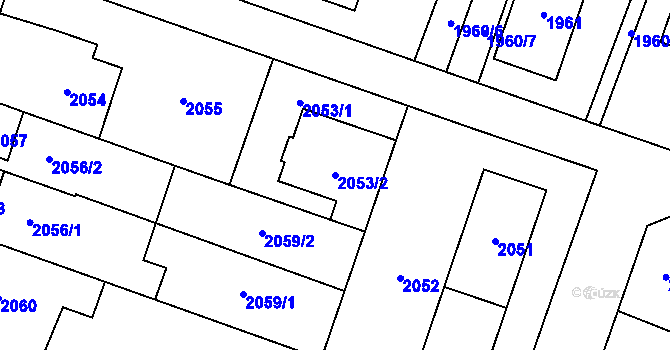 Parcela st. 2053/2 v KÚ Šternberk, Katastrální mapa