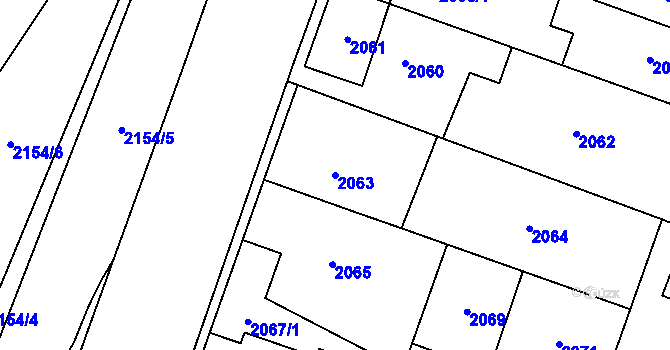 Parcela st. 2063 v KÚ Šternberk, Katastrální mapa