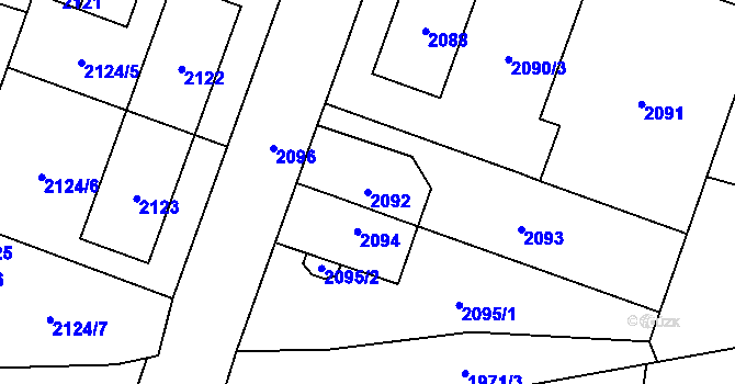 Parcela st. 2092 v KÚ Šternberk, Katastrální mapa