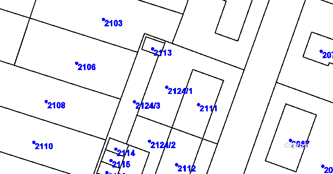 Parcela st. 2124/1 v KÚ Šternberk, Katastrální mapa