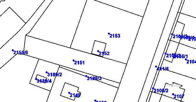 Parcela st. 2152 v KÚ Šternberk, Katastrální mapa