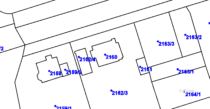 Parcela st. 2160 v KÚ Šternberk, Katastrální mapa