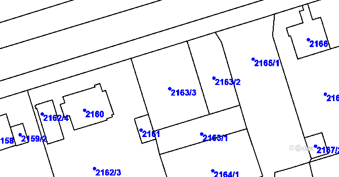 Parcela st. 2163/3 v KÚ Šternberk, Katastrální mapa
