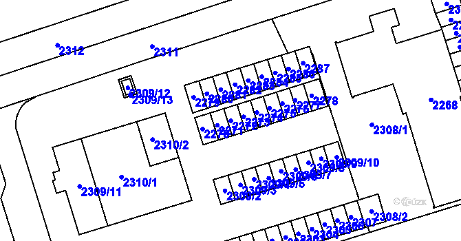 Parcela st. 2272 v KÚ Šternberk, Katastrální mapa