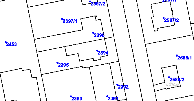 Parcela st. 2394 v KÚ Šternberk, Katastrální mapa