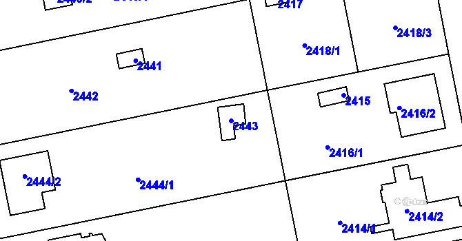 Parcela st. 2443 v KÚ Šternberk, Katastrální mapa