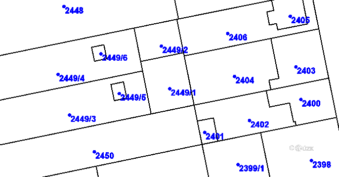 Parcela st. 2449/1 v KÚ Šternberk, Katastrální mapa