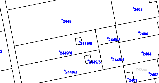 Parcela st. 2449/6 v KÚ Šternberk, Katastrální mapa