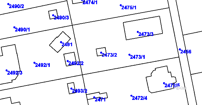 Parcela st. 2473/2 v KÚ Šternberk, Katastrální mapa
