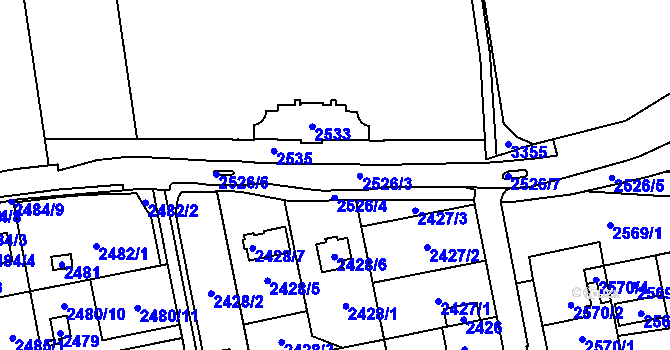 Parcela st. 2526 v KÚ Šternberk, Katastrální mapa