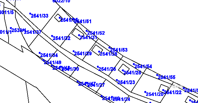 Parcela st. 2541/28 v KÚ Šternberk, Katastrální mapa