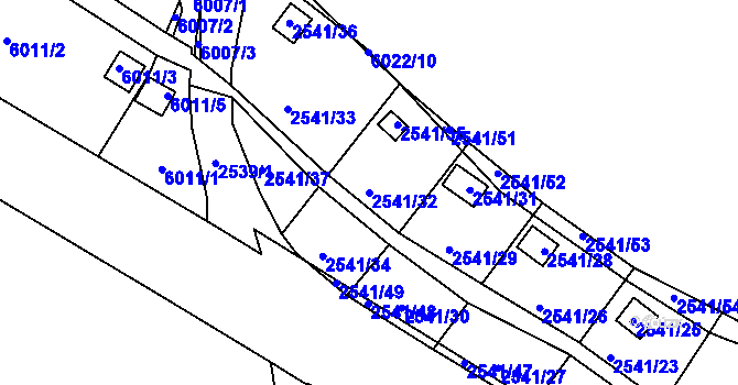 Parcela st. 2541/32 v KÚ Šternberk, Katastrální mapa