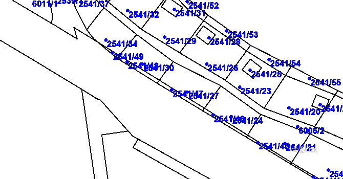 Parcela st. 2541/47 v KÚ Šternberk, Katastrální mapa